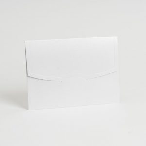 Metalik Beyaz Yatay Oval Kapaklı Davetiye Zarfı (100 Adet) 16x23 cm