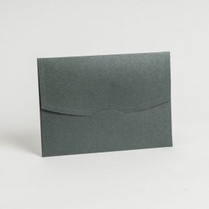 Metalik Yeşil Yatay Oval Kapaklı Davetiye Zarfı (100 Adet) 11x17 cm